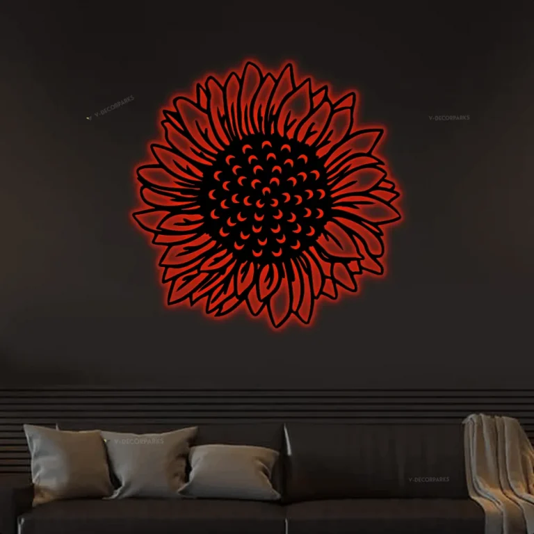 Sunflower Metal Wall Art With Led Lights, Sunflower For Wall, Sunflower Wall Art, Metal Wall Art, Kitchen Wall Decor, Housewarming Gift