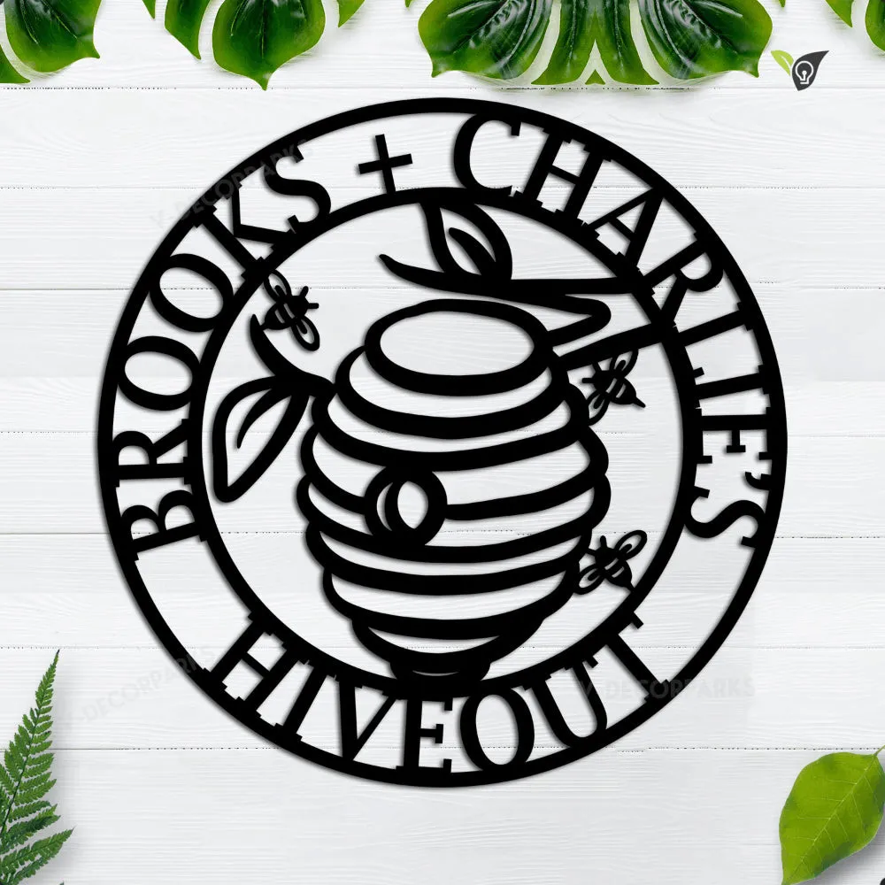 GCMSPDZ01608-12ch.webp Personalized Metal Beehive Sign, Metal Bee Sign, Beekeeper Business, Metal Garden Sign, Farmer Apiarist, Garden Sign