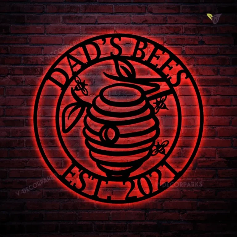 Personalized Metal Beehive Led Light Sign, Metal Bee Sign, Beekeeper Business, Metal Garden Sign, Farmer Apiarist, Garden Sign