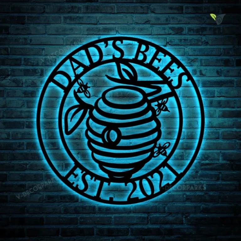 Personalized Metal Beehive Led Light Sign, Metal Bee Sign, Beekeeper Business, Metal Garden Sign, Farmer Apiarist, Garden Sign
