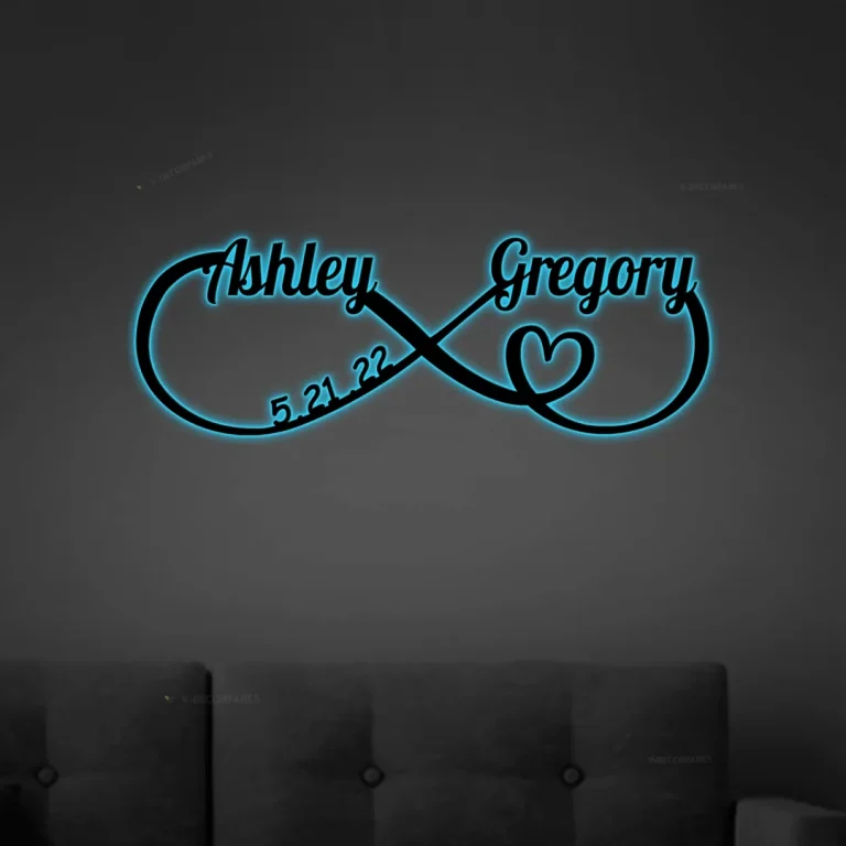 Personalized Infinity Heart Metal Sign With Led Lights, Infinity Sign, Custom Family Sign, Metal Infinity Symbol, Wedding Gifts