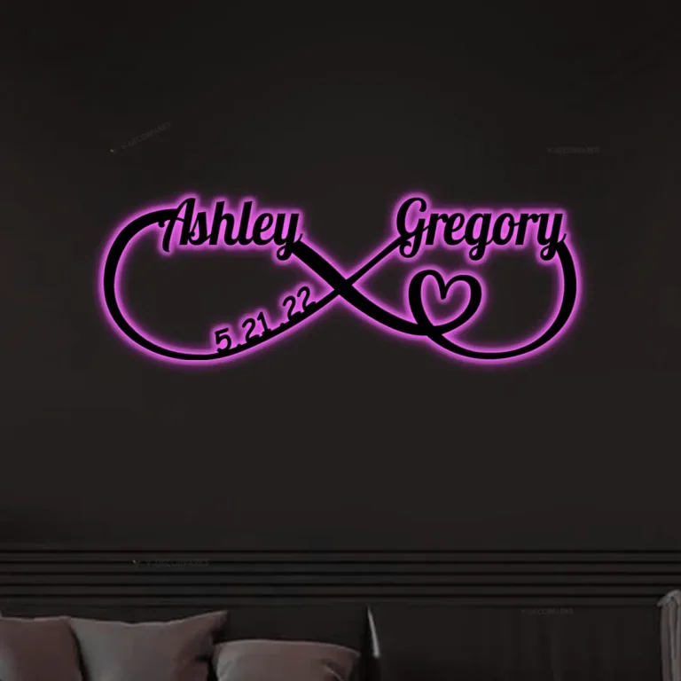 Personalized Infinity Heart Metal Sign With Led Lights, Infinity Sign, Custom Family Sign, Metal Infinity Symbol, Wedding Gifts