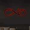 Personalized Infinity Heart Metal Sign With Led Lights, Infinity Sign, Custom Family Sign, Metal Infinity Symbol, Wedding Gifts