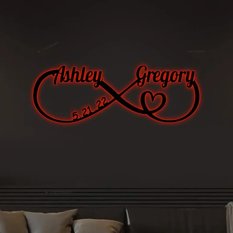 Personalized Infinity Heart Metal Sign With Led Lights, Infinity Sign, Custom Family Sign, Metal Infinity Symbol, Wedding Gifts