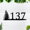 Rustic Metal House Number, Metal Sign, Pine Tree, House Numbers, Metal Wall Art, Outdoor Sign, Address, 4 Digit Only