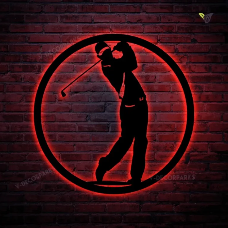 Golfer Metal Wall Art, Golfer Gift, Golf Gift, Metal Wall Hanging, Gift For Him, Metal Wall Decor, Metal Sign With Led Lights, Outdoor