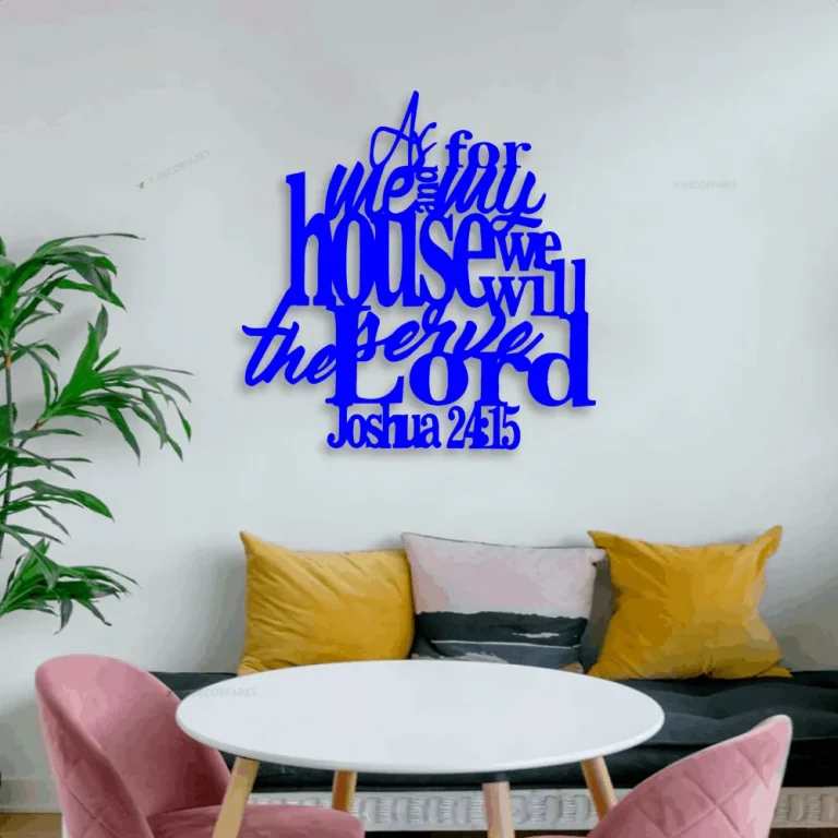 Joshua 24:15 Metal Verse Sign Verse Scripture Decor As For Me And My House With Led Lights, Cut Metal Sign, Wall Metal Art