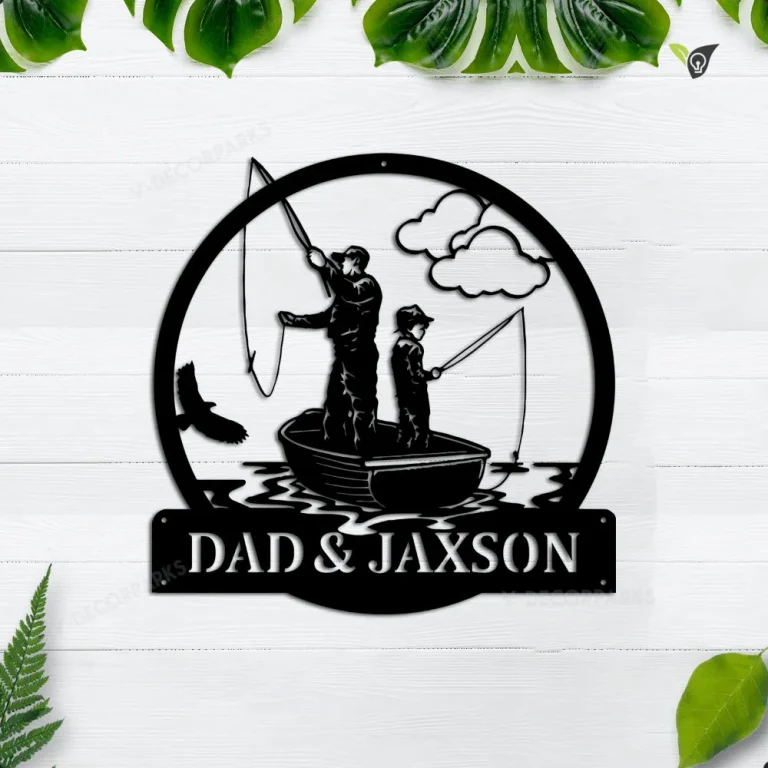 Personalized Fishing Father And Son Monogram Metal Sign Art, Custom Fishing Father & Son Metal Sign, Fishing Gifts For Me, Father's Day Gift