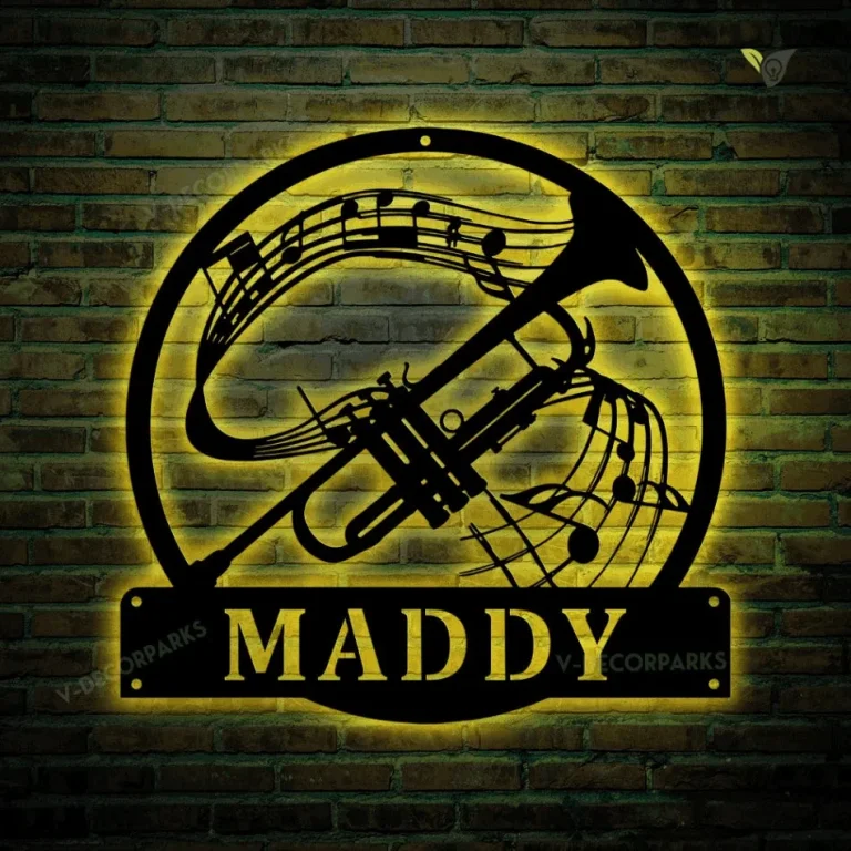 Personalized Trumpet Monogram Metal Sign With Led Lights Art, Custom ...