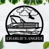 Personalized Pontoon Boat Metal Sign Art, Custom Pontoon Boat Monogram Metal Sign, Pontoon Boat Gifts, Job Gift, Home Decor