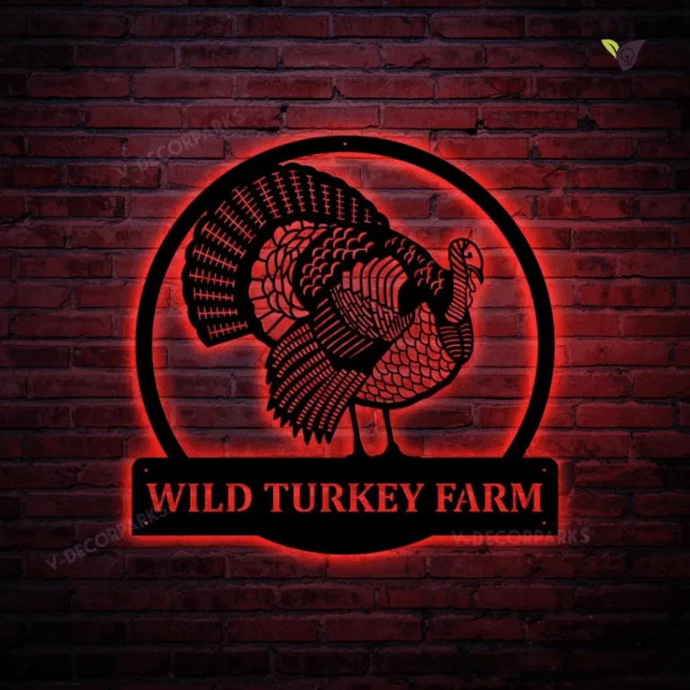 Personalized Turkey Bird Monogram Metal Sign With Led Lights Art , Custom Turkey Bird Metal Sign With Led Lights, Animal Lover Sign