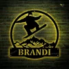 Personalized Snowboarding Metal Sign With Led Lights Art , Custom Snowboarding Metal Wall Art For Living Room