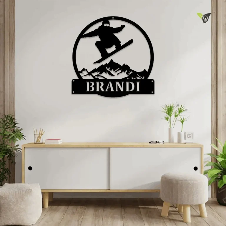 Personalized Snowboarding Metal Sign With Led Lights Art , Custom Snowboarding Metal Wall Art For Living Room