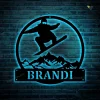 Personalized Snowboarding Metal Sign With Led Lights Art , Custom Snowboarding Metal Wall Art For Living Room