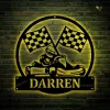 Personalized Go Kart Racing Monogram Metal Sign With Led Lights Art, Custom Go Kart Racing Metal Sign With Led Lights