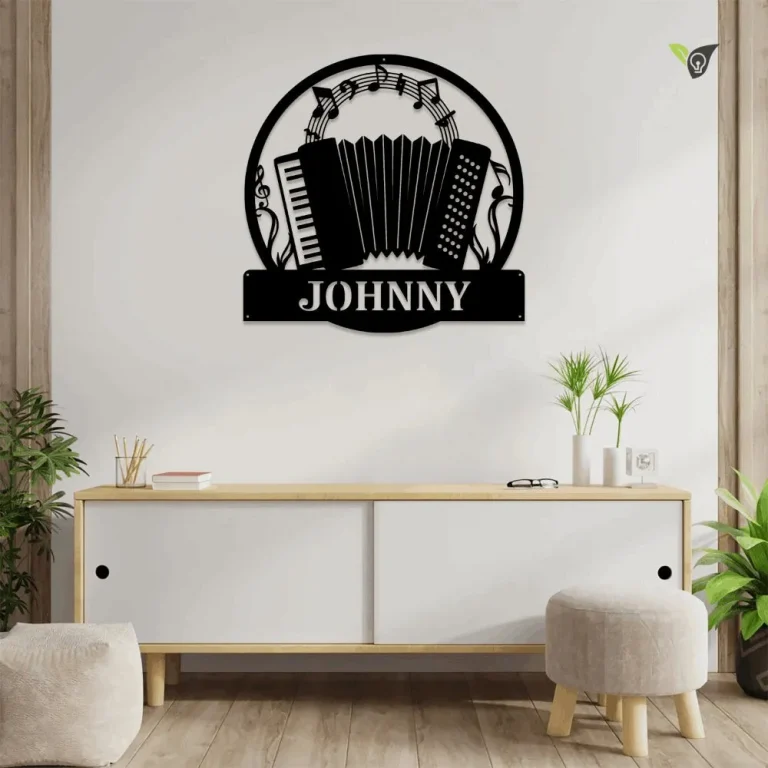 Personalized Accordion Metal Sign With Led Lights Art, Custom Accordion Metal Wall Art, Accordion Gifts For Men, Accordion Gift