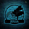 Personalized Piano Monogram Metal Sign With Led Lights Art, Custom Piano Monogram Metal Wall Art