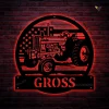 Personalized Usa Farm Tractor Metal Sign With Led Lights Art, Custom Usa Farm Tractor Monogram Metal Wall Art, Farmer Gift, Decor Decoration