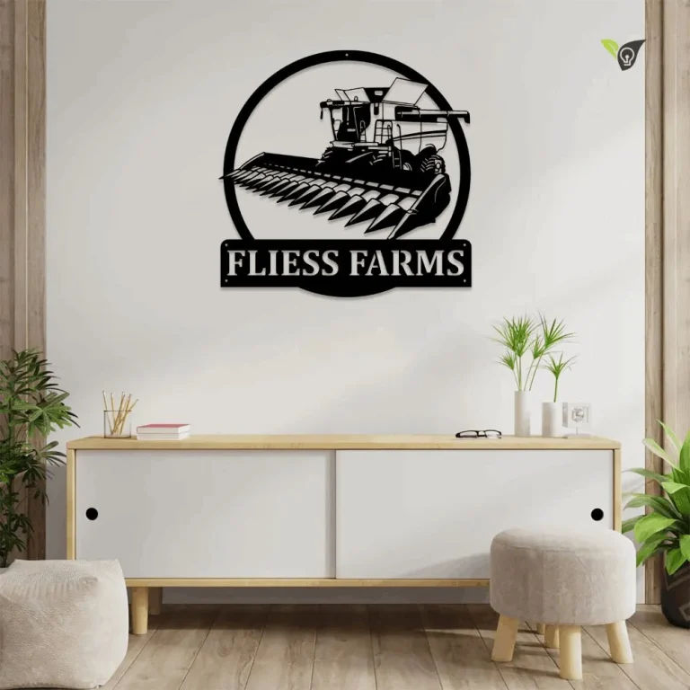 Personalized Harvester Farm Tractor Metal Sign With Led Lights Art, Custom Harvester Farm Tractor Monogram Metal Art Decor Decoration