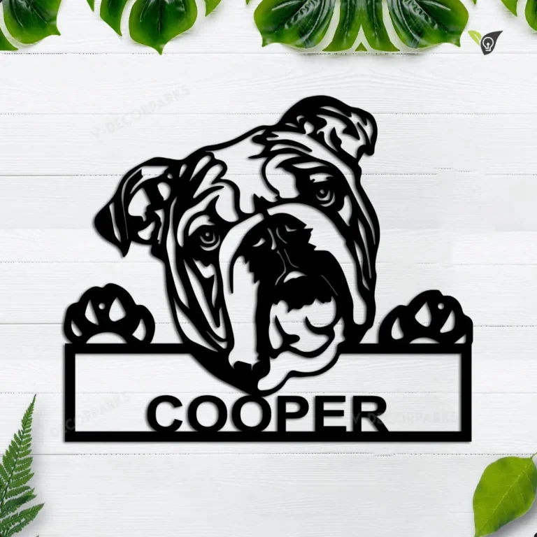 Personalized English Bulldog Metal Sign Art, Custom English Bulldog Metal Sign, Father's Day Gift, Pets Gift, Birthday Gift
