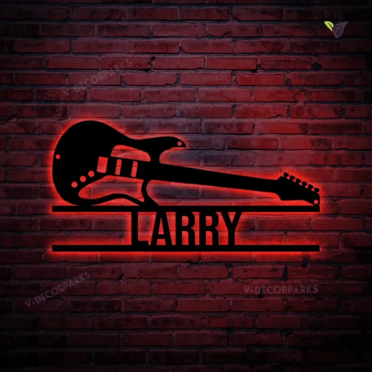 Personalized Guitar Bass Metal Sign With Led Lights, Custom Guitar Bass Metal Wall Art, Bedroom Decor, Custom Guitar Decoration