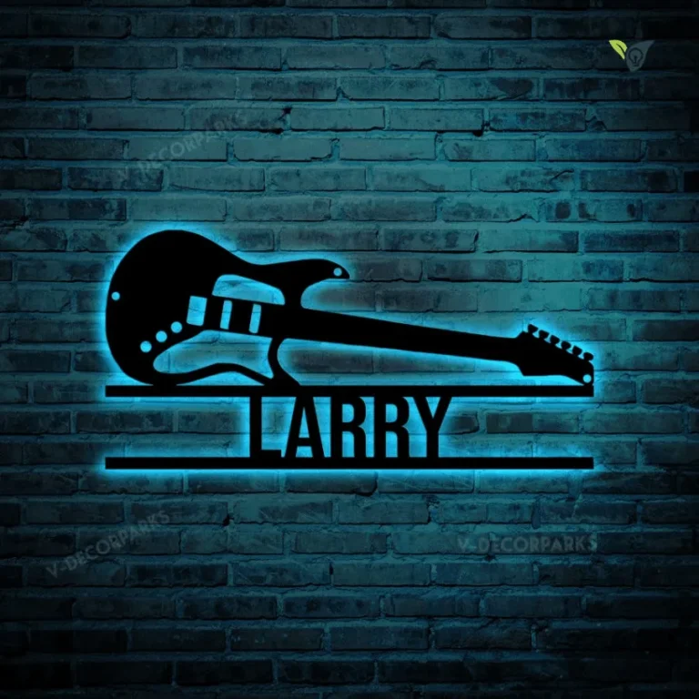 Personalized Guitar Bass Metal Sign With Led Lights, Custom Guitar Bass Metal Wall Art, Bedroom Decor, Custom Guitar Decoration