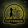 Personalized Archery Sport Monogram Metal Sign With Led Lights Art, Custom Archery Sport Metal Sign