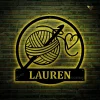 Personalized Crochet Metal Sign With Led Lights Art, Custom Crochet Monogram Metal Sign With Led Lights, Hobbie Gift, Crochet Gift