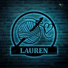 Personalized Crochet Metal Sign With Led Lights Art, Custom Crochet Monogram Metal Sign With Led Lights, Hobbie Gift, Crochet Gift