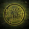 Our Happy Place Metal Wall Sign With Led Lights, Metal Wall Sign For Home, Metal Wall Decor, Metal Home Sign, Indoor - Outdoor Metal Sign