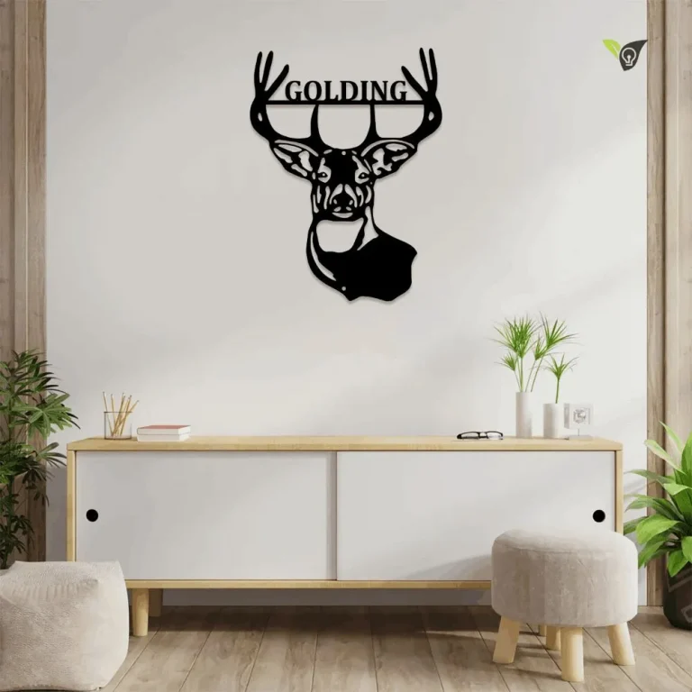 Deer Antlers Metal Sign With Led Lights- Deer Head Wall Decor - Deer Camp Sign, Personalized Hunting Gifts - Antler Decor