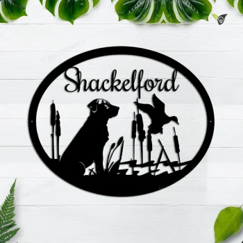 Custom Metal Sign, Dog Sign, Duck Hunter Gift, Personalized Family Name Sign