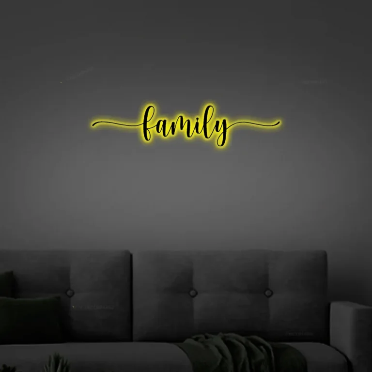 Family Metal Word Art With Led Lights, Honey Script Word Art, Indoor Outdoor Family Metal Sign, Family Metal Wall Art, Farmhouse Decor