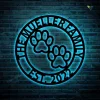 Personalized Metal Sign With Led Lights Front Door Monogram, Paw Print Custom Outdoor Metal Wall Art, Family Sign For Front Door Dog