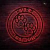 Personalized Metal Sign With Led Lights Front Door Monogram, Paw Print Custom Outdoor Metal Wall Art, Family Sign For Front Door Dog