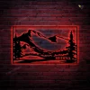 Mountains Metal Kitchen Wall Decor Metal Sign With Led Lights, Cut Metal Wall Art