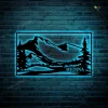 Mountains Metal Kitchen Wall Decor Metal Sign With Led Lights, Cut Metal Wall Art