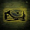 Mountains Metal Kitchen Wall Decor Metal Sign With Led Lights, Cut Metal Wall Art