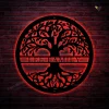Tree Of Life With Personalized Name Metal Sign With Led Lights - Custom Family Name Monogram