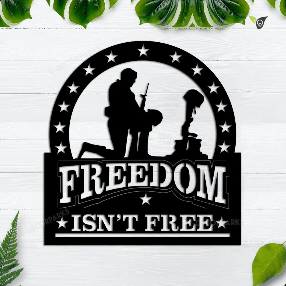 GCMSPDZ05096-12ch.webp Freedom Isn't Free Sign, Military Decor, Gift For Military Spouse Or Veteran, Patriotic Americana Decor, Custom Metal Wall Sign