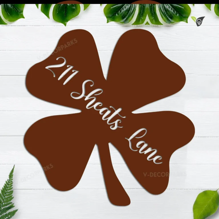 Lucky Four Leaf Clover Sign, St. Patrick's Day Decor, Metal Wall Decor, Shamrock Door Hanger Metal Sign, Four Leaf Clover Art, Metal Word Art