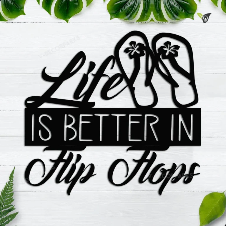 Life Is Better In Flip Flops Sign With Led Lights, Beach Sign, Ocean Decor, Spring Sign, Summer Decor, Metal Wall Quote, Gift For Her, Coastal Sign