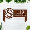 Monogram Address Sign, Metal, Modern Address Sign For Yard, Address Plaque, Yard Sign, Address Sign With Stakes, Hanging Address Sign