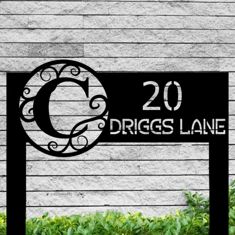 Monogram Address Sign Metal With Led Lights, Modern Address Sign For Yard, Address Plaque, Yard Sign, Address Sign With Stakes, Hanging Address Sign