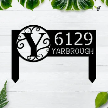 Monogram Address Sign For Yard, Custom Address Plaque, Yard Sign, Personalized Metal Address Sign With Stakes