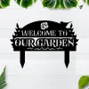 Welcome To Our Garden Hanging Metal Sign With Led Lights, Custom Garden Sign, Metal Garden Sign, Flower Garden, Garden Welcome Sign