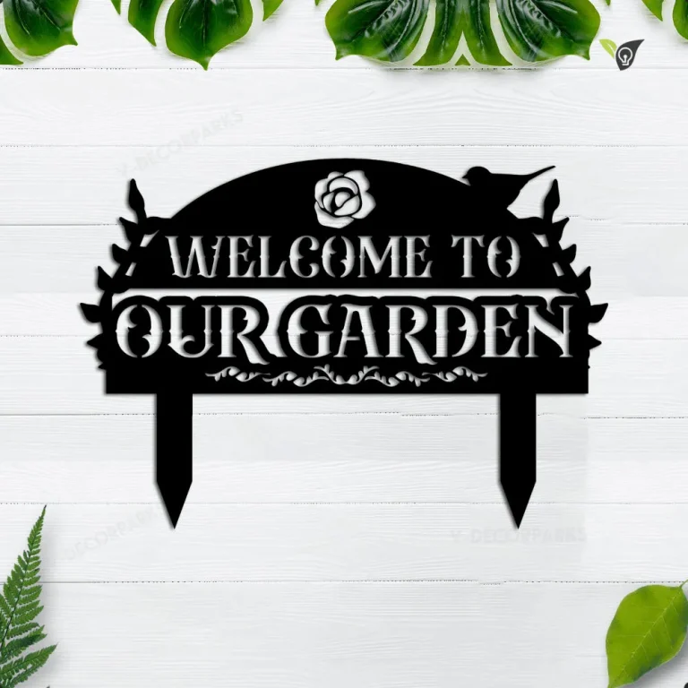 Welcome To Our Garden Hanging Metal Sign With Led Lights, Custom Garden Sign, Metal Garden Sign, Flower Garden, Garden Welcome Sign