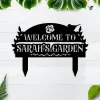 Welcome To Our Garden Hanging Metal Sign With Led Lights, Custom Garden Sign, Metal Garden Sign, Flower Garden, Garden Welcome Sign