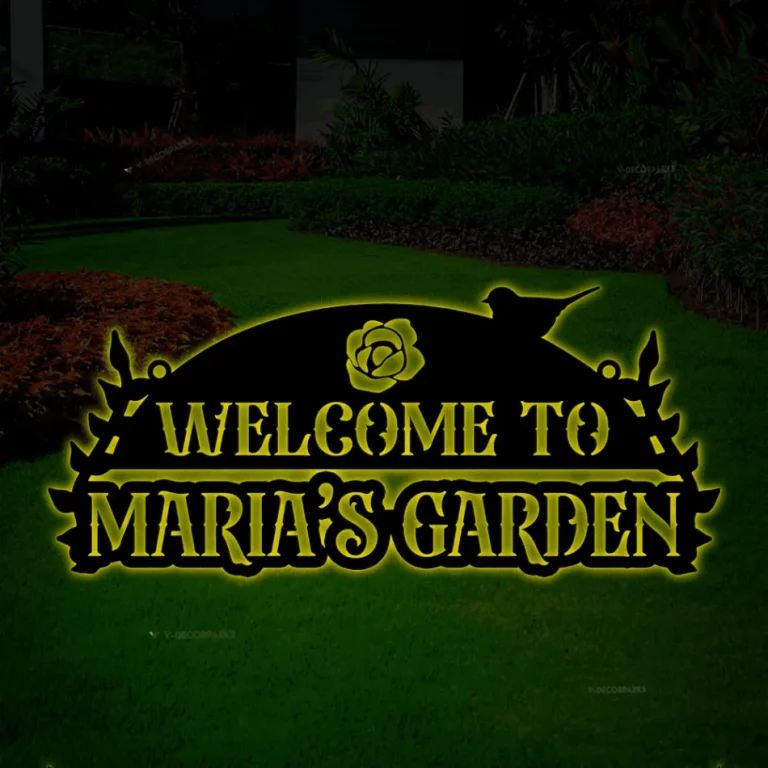 Welcome To Our Garden Hanging Metal Sign With Led Lights, Custom Garden Sign, Metal Garden Sign, Flower Garden, Garden Welcome Sign