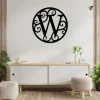 Monogram, Metal Sign With Led Lights, Personalized Gift, Housewarming Gift, Metal Initial Sign, Monogram Circle, Metal Letters Outdoor